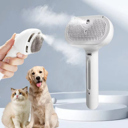 Dog Steam Comb Pet Massage Brush USB Charging Safe round Head Soft Teeth Spray Hair Removal Comb Universal for Cats Dogs